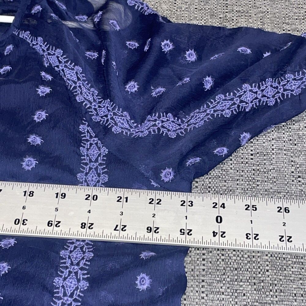 Olive And Oak Womens Blouse‎ 1X Blue Half Sleeve Lined Peasant Boho Festival Top - Picture 5 of 11